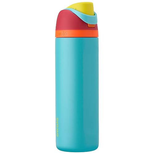 Owala FreeSip Botella de acero inoxidable aislada con popote, botella de agua deportiva libre de BPA, ideal para viajar, 24 oz, Dulzura de Verano