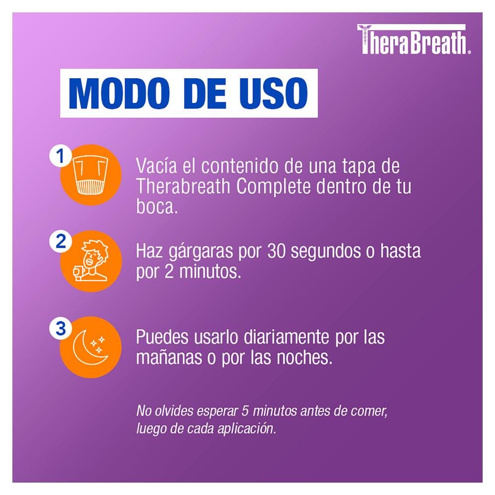 TheraBreath Enjuague Bucal Complete 6 en 1, Menta Revitalizante 473 ml. | Ayuda a Combatir las Caries y el Mal Aliento, Fortalecer los Dientes y el Esmalte. Sin Ardor ni Colorantes. Sin alcohol.
