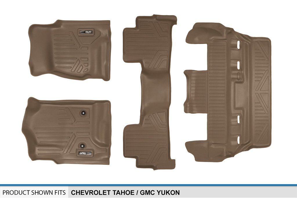 SMARTLINER Juego de Alfombrillas de 3 Filas de Ajuste Personalizado, Color café Compatible con Chevrolet Tahoe/GMC Yukon 2015-2020
