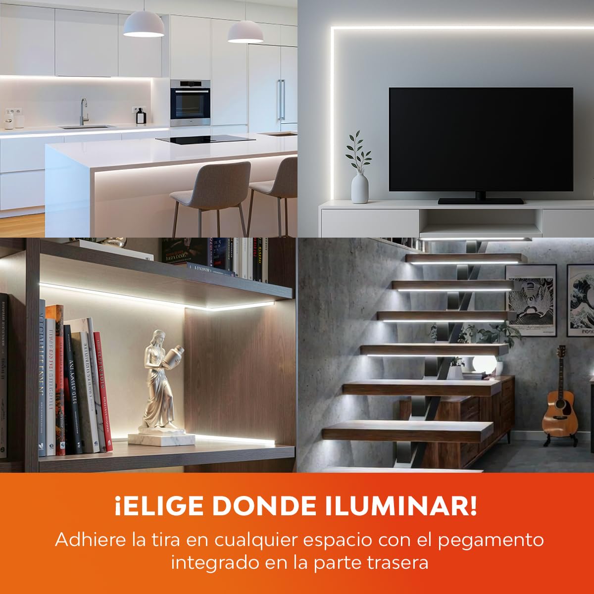 Tecnolite - Tira LED 5 Metros de Longitud 24 W, Luz Blanca Ajustable, Control Remoto Incluido, Interiores, Atenuable