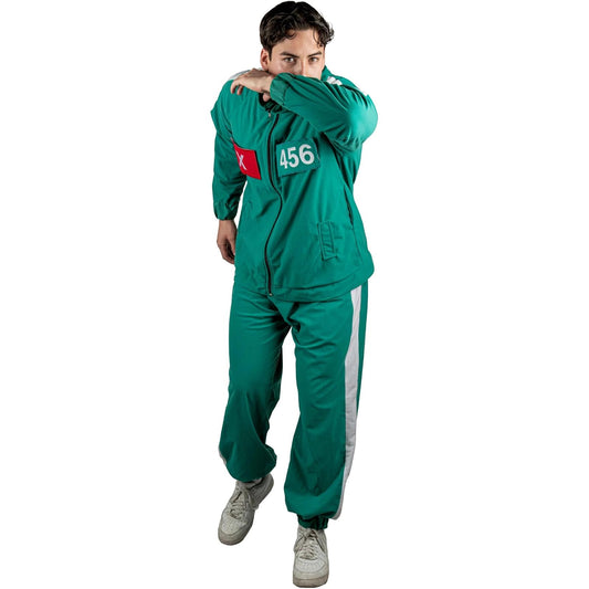 REV Disfraz de Jugador para Adulto – Licencia Oficial El Juego del Calamar – Color Verde – Traje Completo – Cosplay | Halloween | Fiesta | Ropa Temática Talla M
