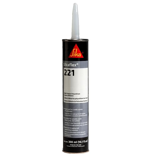 Sika - Adhesivo/Sellador de Poliuretano - Sikaflex 221 - Fácil de aplicar en una gran variedad de superficies como metal, madera y plástico - Resistente a la interperie - Negro - Cartucho 300 ml