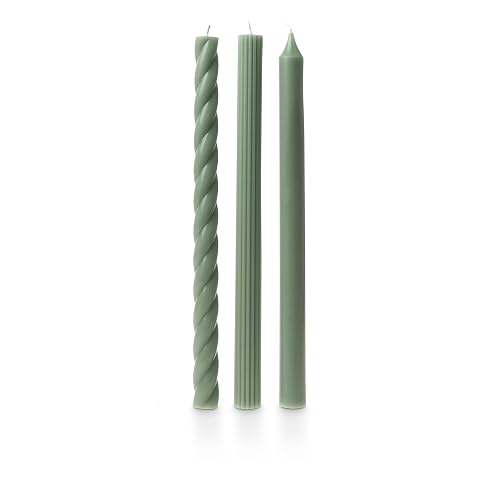 Illume Juego De 3 Tapones De Vela Surtidos Sin Perfume | Verde Salvia, 3 pzs, conicas, mezcla de soja, quema hasta 8 horas
