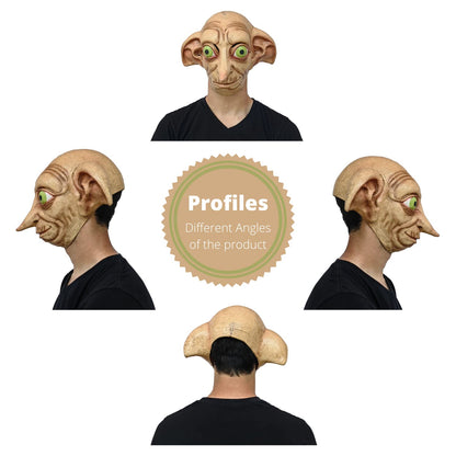 REV Dobby, Máscara Original de Elfo Doméstico de Harry Potter, Máscaras de Criaturas Mágicas de Películas Famosas Ideal para Halloween, Fiestas de Disfraces y Colección