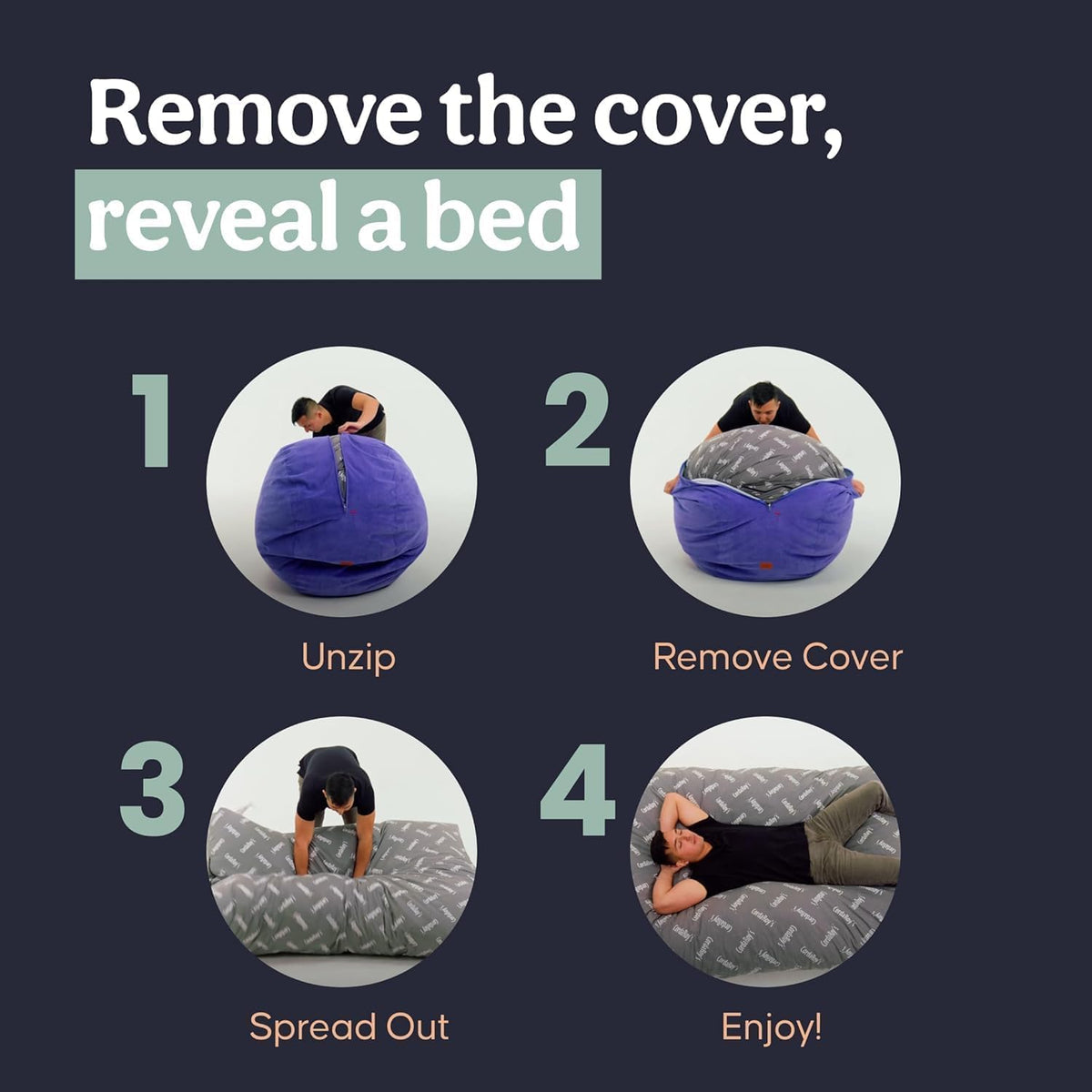 CordaRoy's Chenille Bean Bag Chair, Convertible Chair Folds from Bean Bag to Bed, As Seen on Shark Tank - Moss, Queen Size