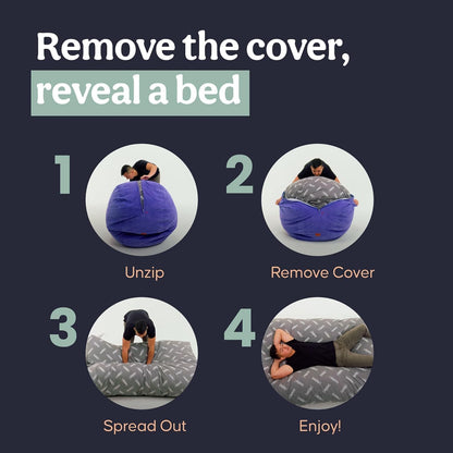 CordaRoy's Chenille Bean Bag Chair, Convertible Chair Folds from Bean Bag to Bed, As Seen on Shark Tank - Moss, Queen Size