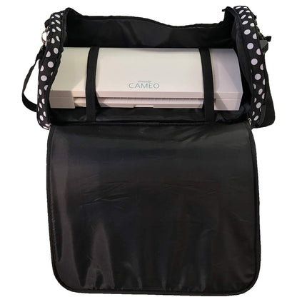 CGull Rolling Craft Bag 2.0 – Bolsa rodante y Organizador de Almacenamiento de álbumes de Recortes para máquinas y Suministros de Manualidades, Color Negro con Lunares Blancos