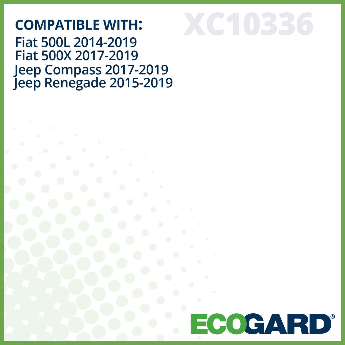 ECOGARD XC10336 Filtro de aire de cabina premium para Jeep Compass 2017-2021, Renegade 2015-2019 | Fiat 500L 2014-2020, 500X 2017-2020