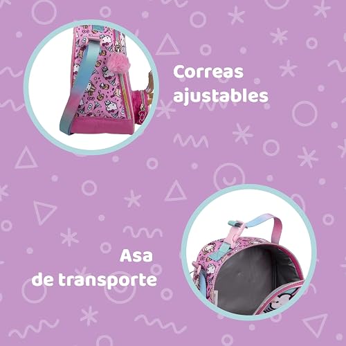 Ruz Lonchera Infantil y Preescolar | Hello Kitty | 100% Poliéster Capacidad 3 Litros | Lonchera con Asa para Niños con Compartimento Principal y Cremallera | Recomendado desde 3 años