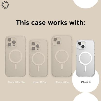 PopSockets - Funda para iPhone 15 con Agarre Redondo para teléfono Compatible con MagSafe, Funda de teléfono para iPhone 15, Compatible con Carga inalámbrica, Aura
