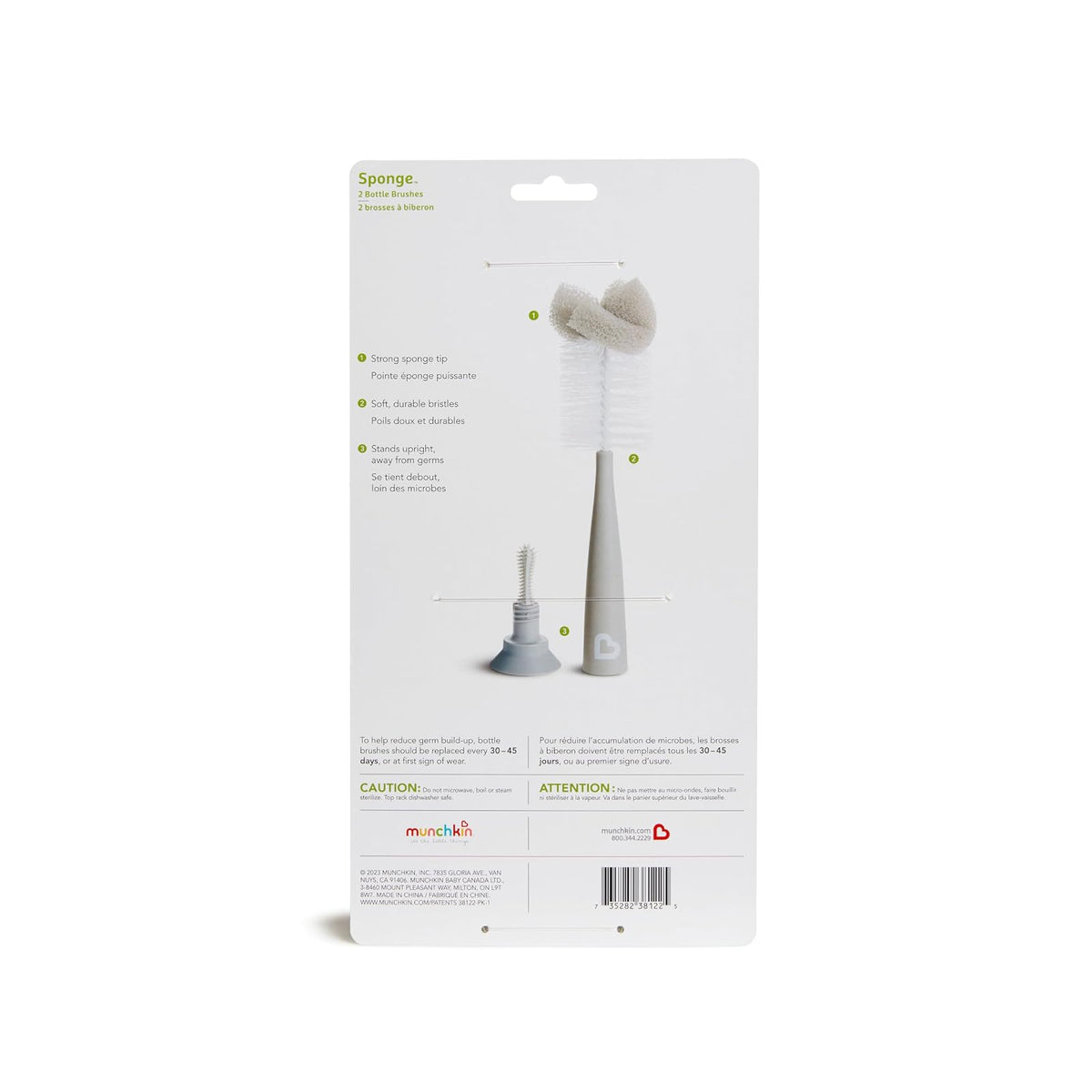 Munchkin Esponja para botellas, 2 unidades, color gris