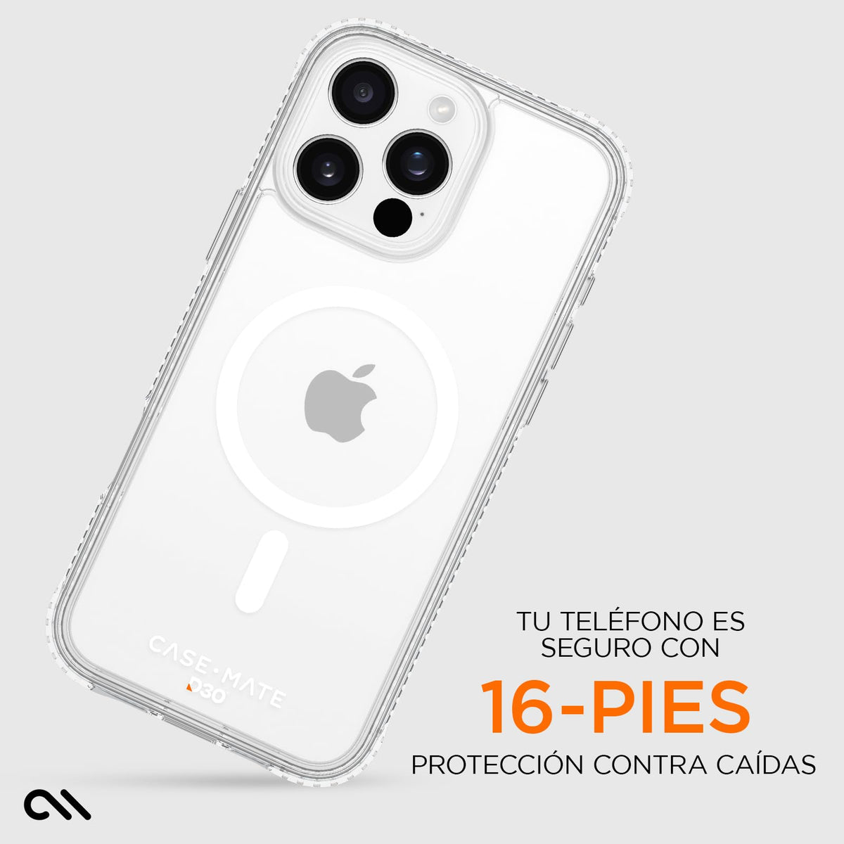 Case-Mate Funda magnética de D3O para iPhone 16 Pro Compatible con MagSafe, Resistente a Prueba de Golpes con protección contra caídas de 16 pies - Transparente