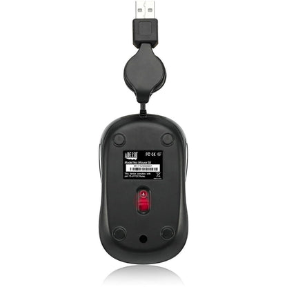 Adesso Ergonomic iMouse S8 - Retractable Optical USB Mouse (Black)