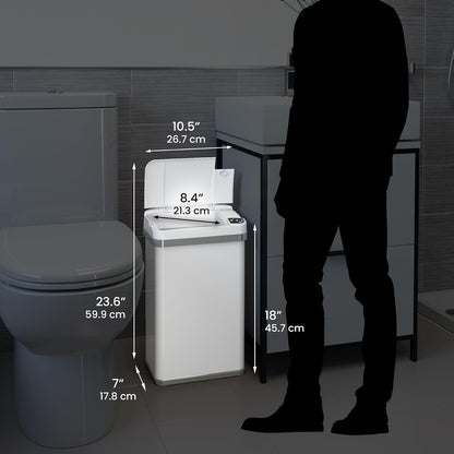 iTouchless Papelera con Sensor multifunción con Sistema de Control de olores y Fragancia para baño y Oficina, Moderno, Matte Finish Pearl White, 15 litros, 1