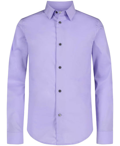 Calvin Klein Camisa de Vestir Manga Larga Ajustada para Niño - Lila - 18