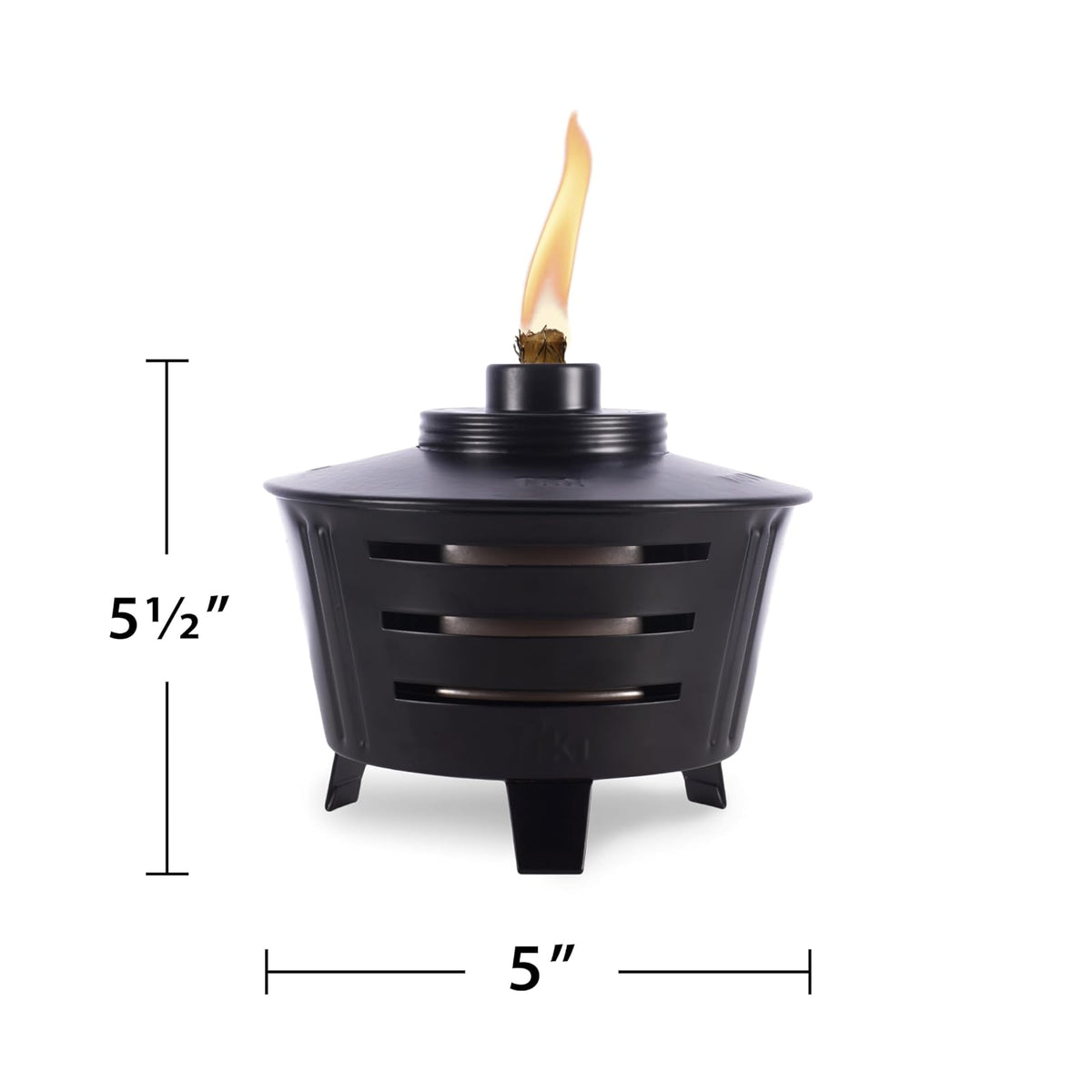 TIKI - Linterna de Mesa pequeña para fogata, 2 Unidades, Decorativa para Exteriores, para Patio, jardín y jardín, Linterna de Llama de Metal Negro, Incluye Mecha de Larga duración y Amortiguador