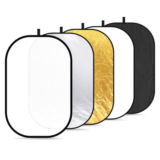 NEEWER 40"x60"/100x150cm Light Reflectors para Fotografía | 5 in 1 Plegable Multi Disc con Bolsa, Translucent, Plateado, Dorado, Negro, Blanco Difusor, para Studio, Iluminación Exterior