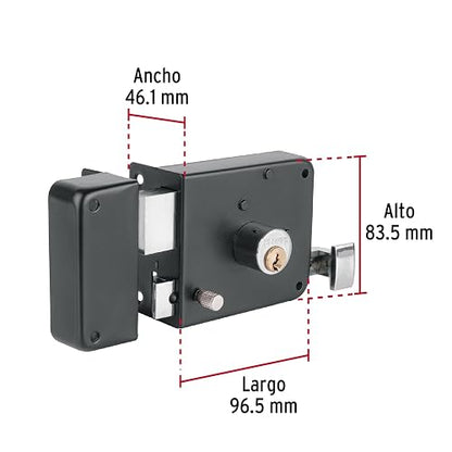 Hermex CS-756I, Cerradura Sobreponer Izq Instala-fácil Tradicional Color Negro