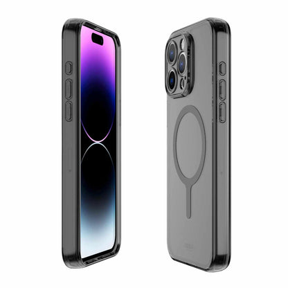 Avana Ice Funda con MagSafe Compatible con iPhone 15 Pro MAX, Resistente a Caídas de 3m, Bisel Elevado, Protección Antimicrobiana - Negro/Transparente
