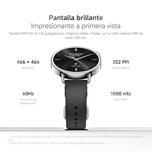 XIAOMI Watch S4 41mm con GPS, iOS & Android, Negro | Pantalla AMOLED de 41mm, Hasta 8 días de Batería, 150+ Modos Deportivos, Ciclo Menstrual, Correa Fluororubber