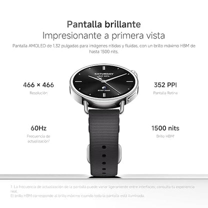 XIAOMI Watch S4 41mm con GPS, iOS & Android, Negro | Pantalla AMOLED de 41mm, Hasta 8 días de Batería, 150+ Modos Deportivos, Ciclo Menstrual, Correa Fluororubber