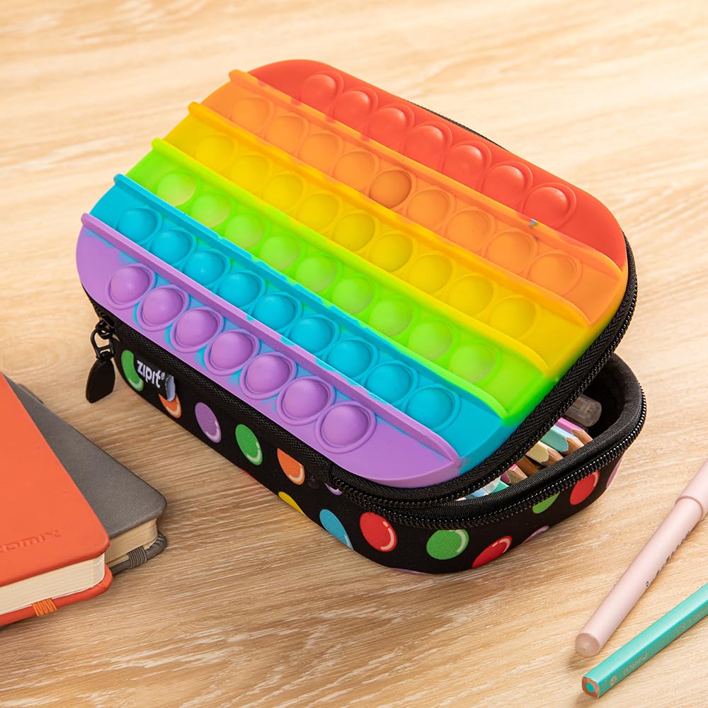 ZIPIT POP Estuche para lápices para niños | Caja Sensorial de Silicona Push It | Estuche de gran capacidad para niños y niñas
