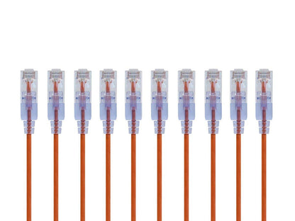Monoprice SlimRun Cable de Conexión Ethernet Cat6A, 10 Gbit/s - Naranja - 0.5 Feet - Paquete de 10