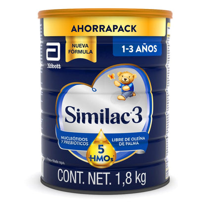 Similac Etapa 3 Fórmula de continuación de 1 a 3 años 1800g | Fórmula de continuación para lactantes de 1 a 3 años libre de oleína de palma