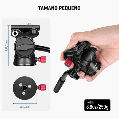 NEEWER Cabezal de Trípode Fluido con Mango y Liberación Rápida Tipo Arca, Cabezal Panorámico de Arrastre con Base Escalada de ø43mm para Cámara DSLR de Videocámara Compacta, Carga Máxima: 6,6lb, GM23