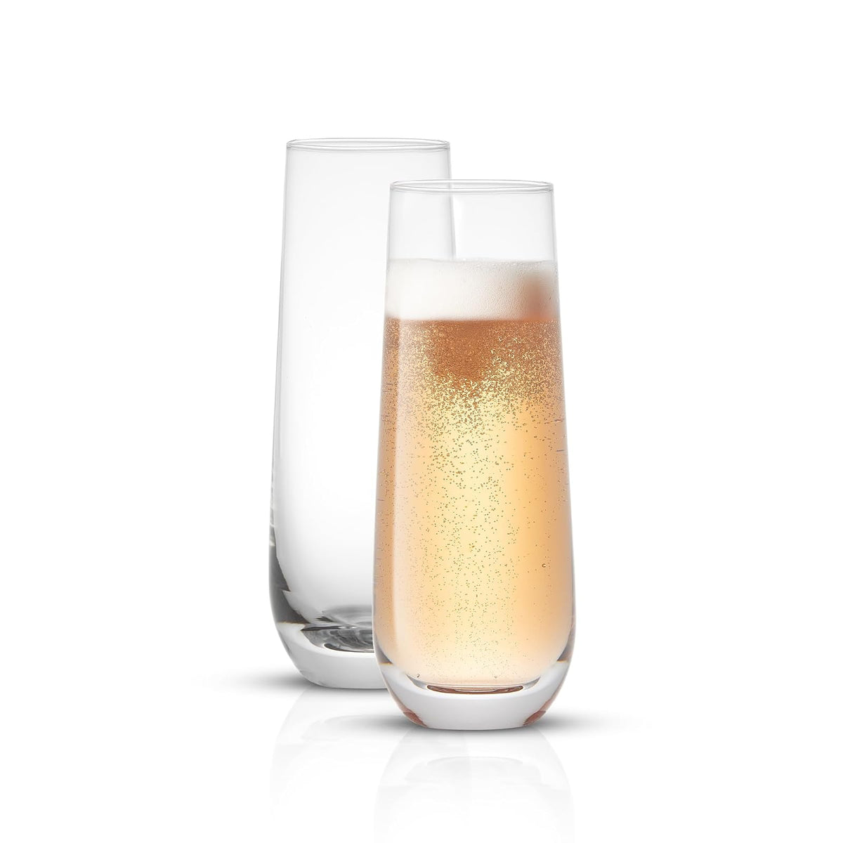 JoyJolt Milo - Juego de 8 copas de champaña sin tallo Copa de vino Prosecco de 9.5 onzas, copas de Mimosa, juego de vasos de cóctel, vidrio de alta bola de agua, vidrio de bar