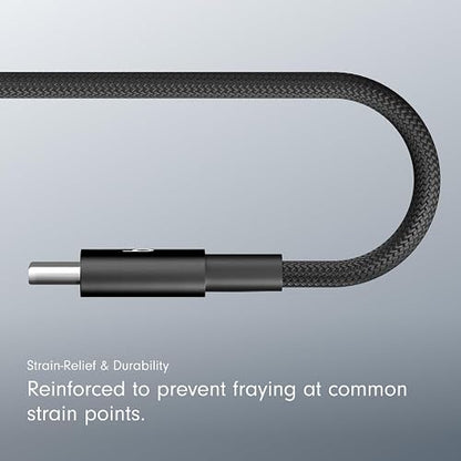 Beats Cable corto trenzado de USB-A a USB-C, carga rápida, diseño resistente que no se enreda, cargador compatible para dispositivos Apple y Android con USB-C (20 cm) — Negro eléctrico