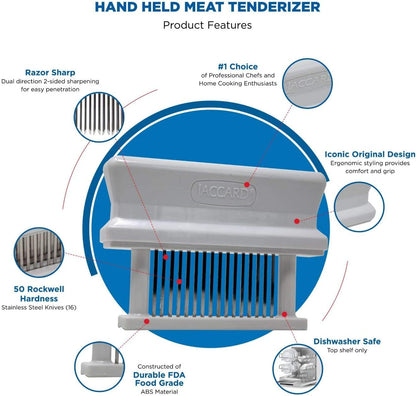 Jaccard - Ablandador de carne de 16 hojas, original Super Mini ablandador de carne, columnas ABS, 1.00 x 4.00 x 5.8 pulgadas, color blanco