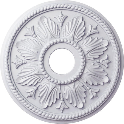 Ekena Millwork CM18ED1 Medallón de techo de Edimburgo, 18 1/8 pulgadas de diámetro exterior x 3 1/2 pulgadas de diámetro interior x 2 3/4 pulgadas, imprimado de fábrica