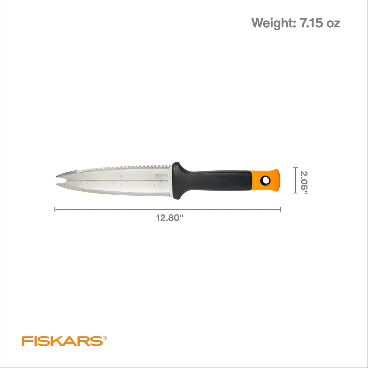 Fiskars 340130-1001 Garden Hori - Cuchillo con vaina, color negro | Herramienta de jardinería multiusos para deshierbe, plantar y excavar, incluye agujero colgante para almacenamiento