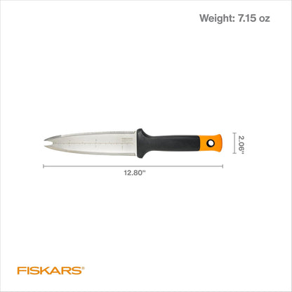 Fiskars 340130-1001 Garden Hori - Cuchillo con vaina, color negro | Herramienta de jardinería multiusos para deshierbe, plantar y excavar, incluye agujero colgante para almacenamiento