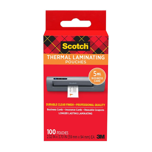 Scotch Thermal Laminating Pouches, 2.32 x 3.70-Inches, Business Card Size, 100-Pack (TP5851-100)