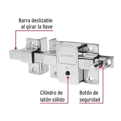 Hermex CB-50I, Cerradura de barra fija, llave tetra, izquierda