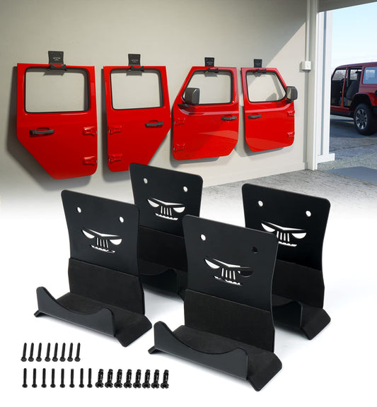 Xprite - Colgadores de almacenamiento extraíbles para puerta con 2 tipos de hardware, soporte de almacenamiento de puerta de metal resistente compatible con Jeep Wrangler CJ YJ TJ LJ JK JKU JL JLU
