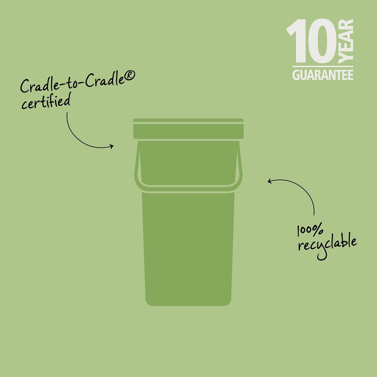 BRABANTIA | Bote de Basura Cubo Sort & Go | 12 Litros | Color Verde