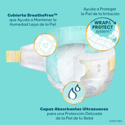 PAMPERS Swaddlers Pañales Desechables Unisex Etapa 0, 124 Uds, Bebé -4,5 Kg
