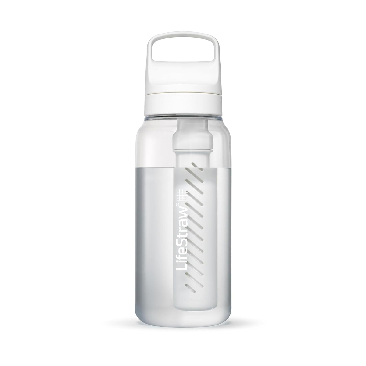 LifeStraw Go Series - Botella de filtro de agua sin BPA para viajes y uso diario, elimina bacterias, parásitos y microplásticos, mejora el sabor, 1 L transparente - Claro - 1 litro