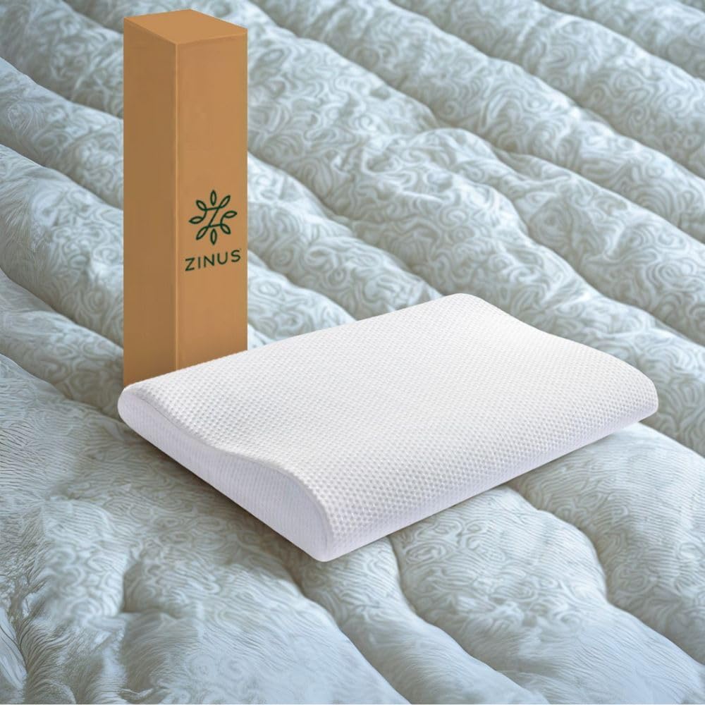 Zinus | Almohada de Memory Foam Ergonómica | Soporte especializado para Cuello | Espuma viscoelástica de Alta Densidad | Diseño Contorneado para Dormir Mejor