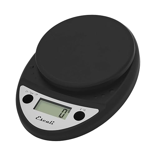 Escali Primo Báscula digital de alimentos multifuncional para cocina y báscula de cocción para medición precisa de peso y control de porciones, 8.5 x 6 x 1.5 pulgadas, negro