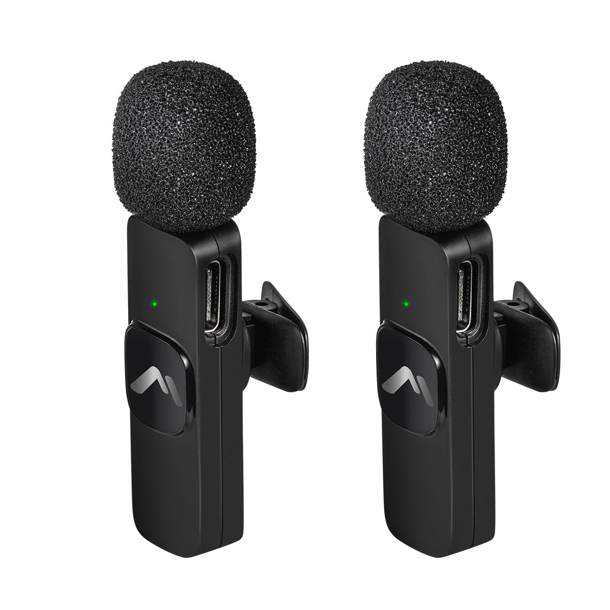 Mitzu Kit MICROFONOS LAVALIER para Todo Tipo DE Contenido DE Medios con REDUCCIÓN DE Ruido DSP/Wireless/Receptor Tipo C/USB/Lightning Negros