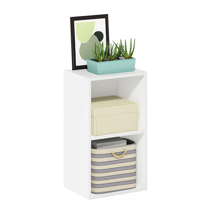 Furinno Estante Organizador Reversible de Cubos, Placa de Partículas, Blanco - Blanco - 2-Tier, 30 cm Wide
