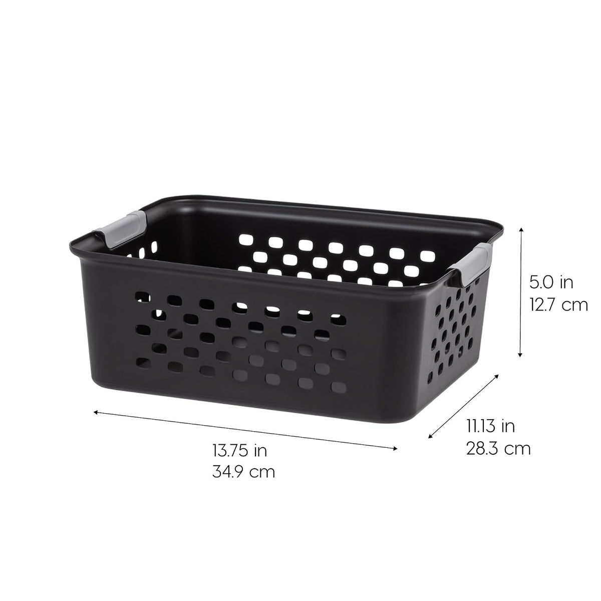 IRIS USA Canasta Mediana de Plástico para Almacenamiento, Paquete de 6, Cesta Organizador para Colgar, para Estantes, Despensas, Cocinas, Armarios, Dormitorios y Baños, Negro