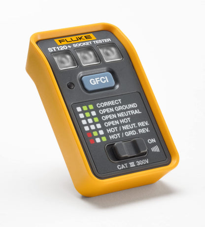 Fluke ST120+ Probador de Tomacorrientes Detector de Voltaje con GFCI y Beeper Verifica Conexiones Detecta 6 Fallas Comunes Mide 110‑125 V AC Categoría Cat  III 300 V