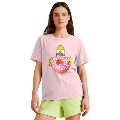 The Simpsons Homero Cant' Talk Playera Casual para Mujer Fit Regular