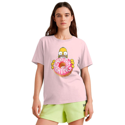 The Simpsons Homero Cant' Talk Playera Casual para Mujer Fit Regular