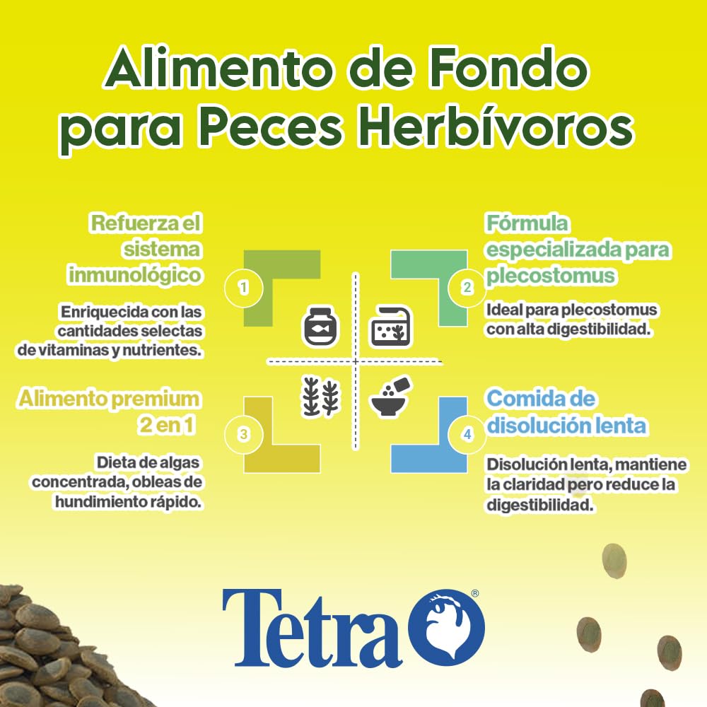 Tetra Pleco Wafers Algae Veggie Alimento para Peces de Fondo